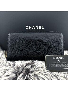 Chanel Wallet Coco Stitch Caviar Round